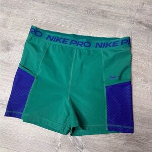 Nike Pro Green and Blue Women's Shorts